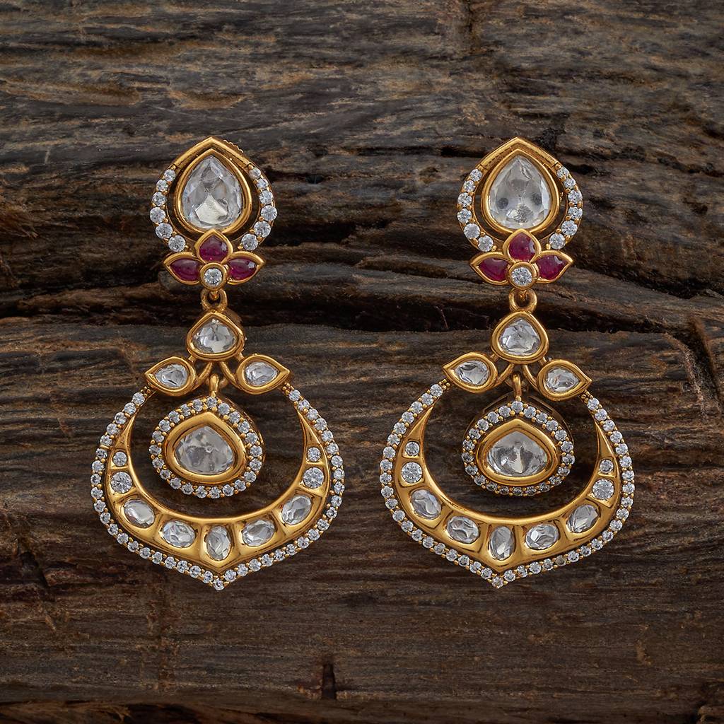 Kushal'S Fashion Jewellery Ruby Victorian-Plated Ethnic Kundan Drop Earrings-423824 : 423824