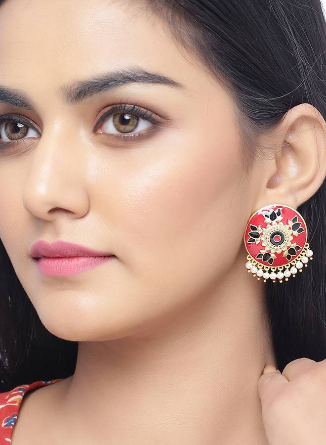 Tahira Glorious Red Studs With Mini Beads : 8905124055375