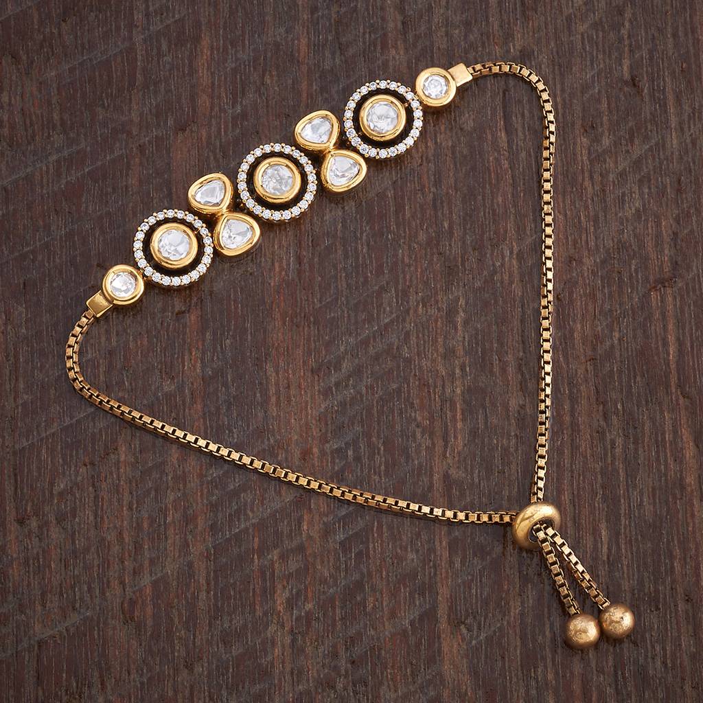 Kushal'S Fashion Jewellery White Victorian-Plated Ethnic Kundan Bracelet-177609 : 425808
