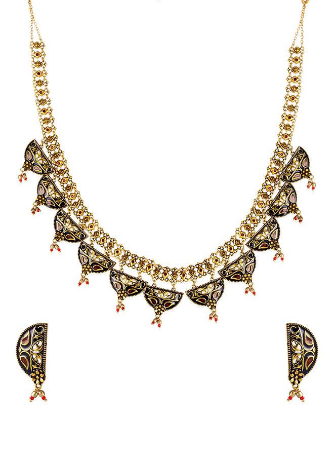 Arabian Nights Round Brass Necklace Sets : 8905124424041