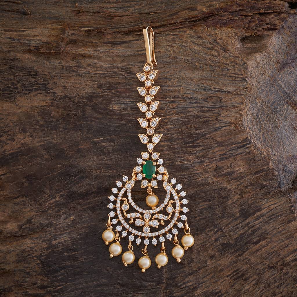 Kushal'S Fashion Jewellery Green Gold-Plated Party Zircon Tikka -421391 : 421391