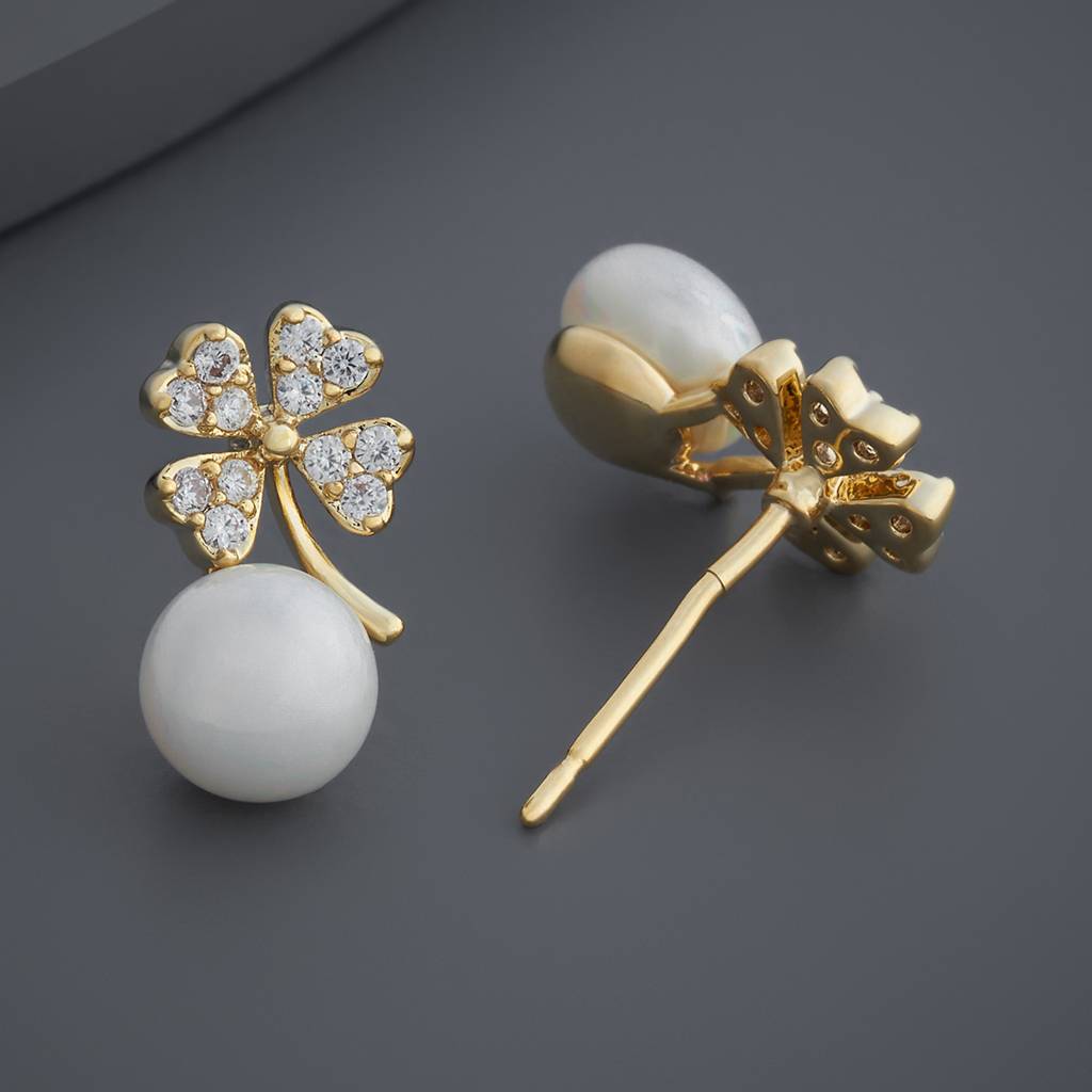 Kushal'S Fashion Jewellery Pearl Plated Party Trendy Zircon Studs-184139 : 439442