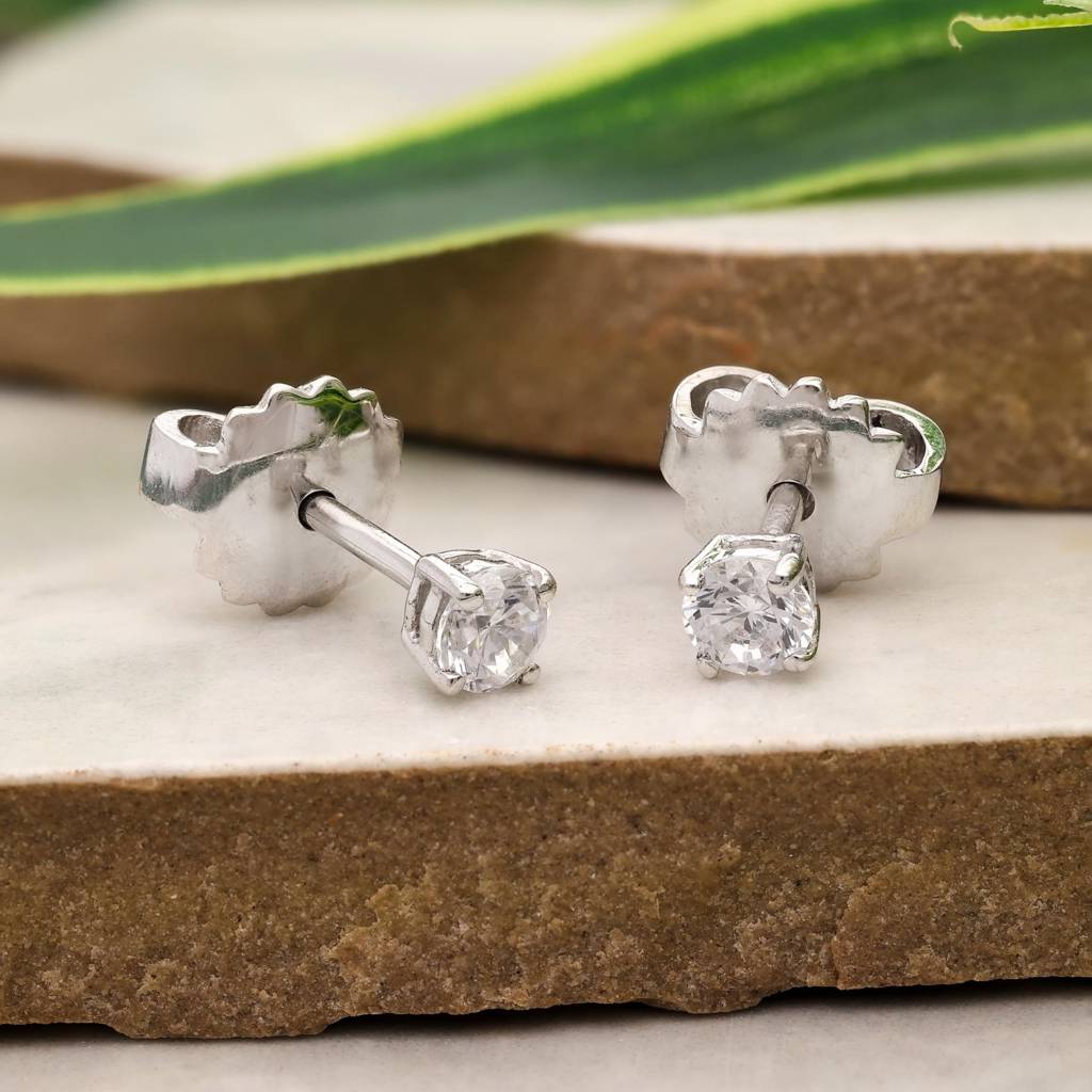 925 Silver Cz Stud Earrings | Sparkly Classic Everyday : SE_000766