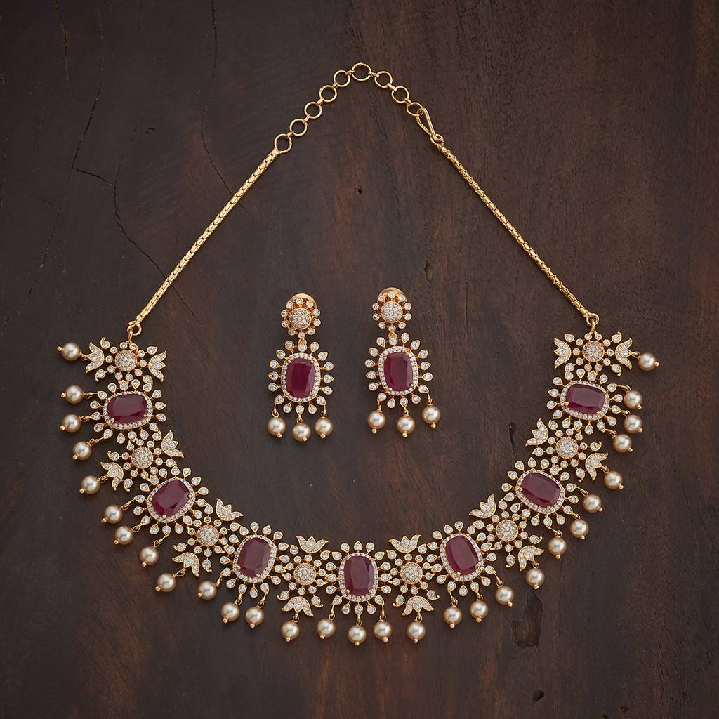 Kushal'S Fashion Jewellery  Gold-Plated Party Zircon Necklace Set-182068 : 434929