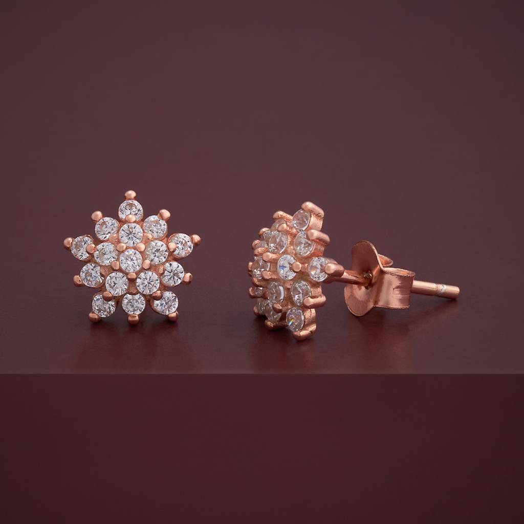 Kushal'S Fashion Jewellery Plated Zircon 92.5 Sterling Silver Studs-183132 : 437420