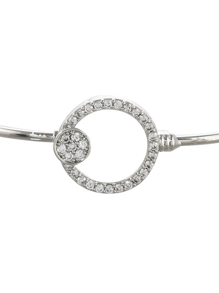 Sparkling Elegance Minimalist Round Cut Cz Adorned Rhodium Plated Brass Bracelet : 8905124472844
