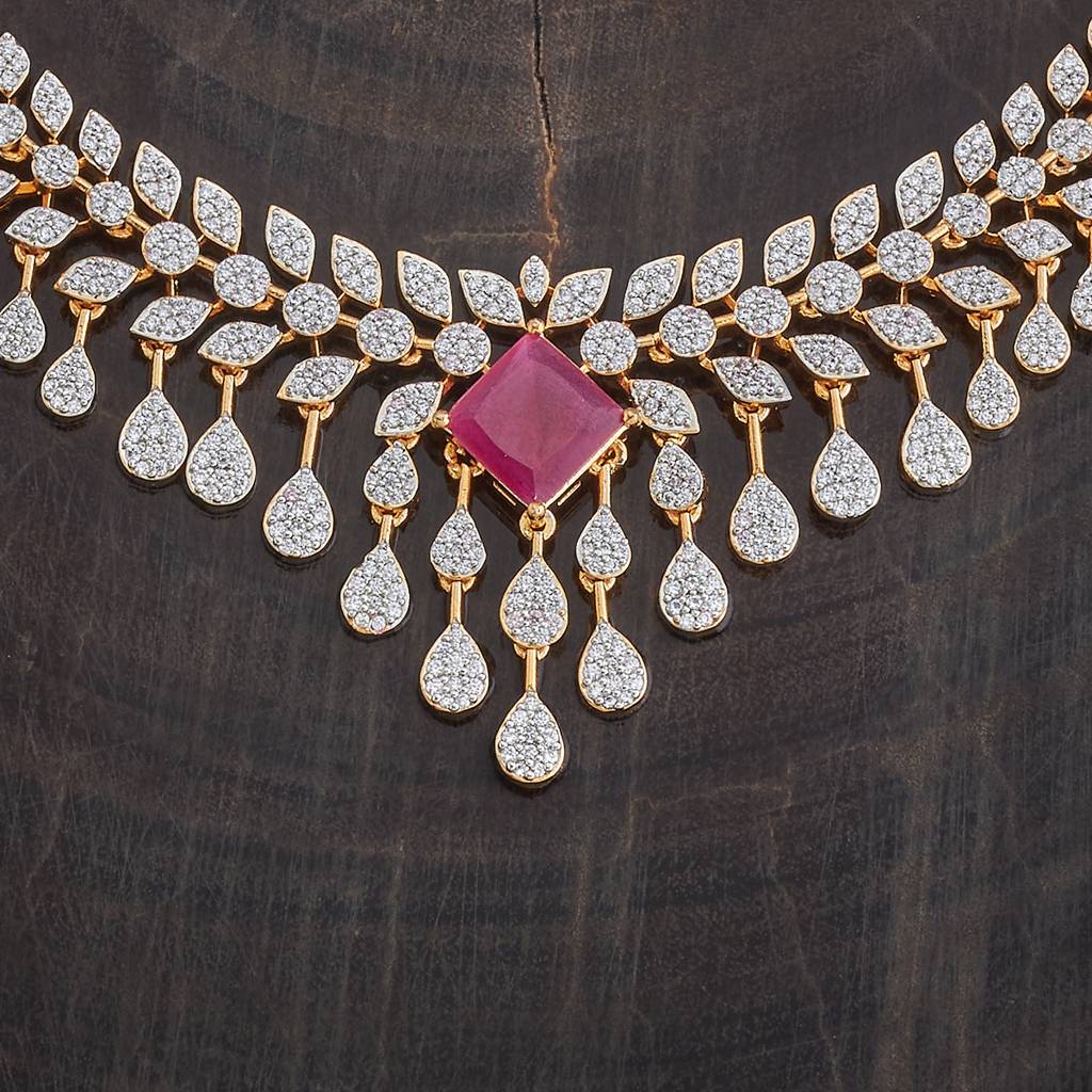 Kushal'S Fashion Jewellery Gold Plated Cubic Zirconia Studded Jewellery Set-177071 : 424445
