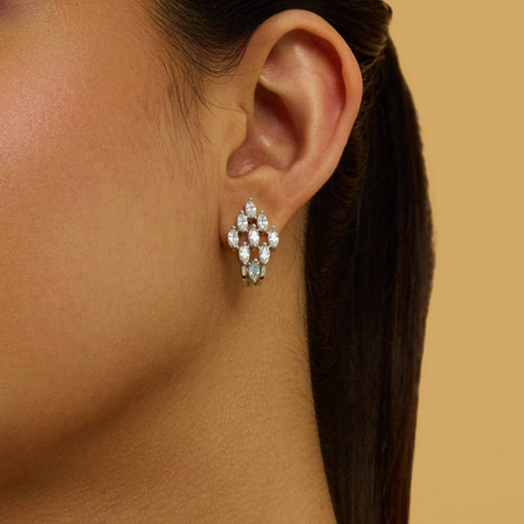 Kushal'S Fashion Jewellery White Rhodium-Plated Party Zircon Studs-427396 : 427396
