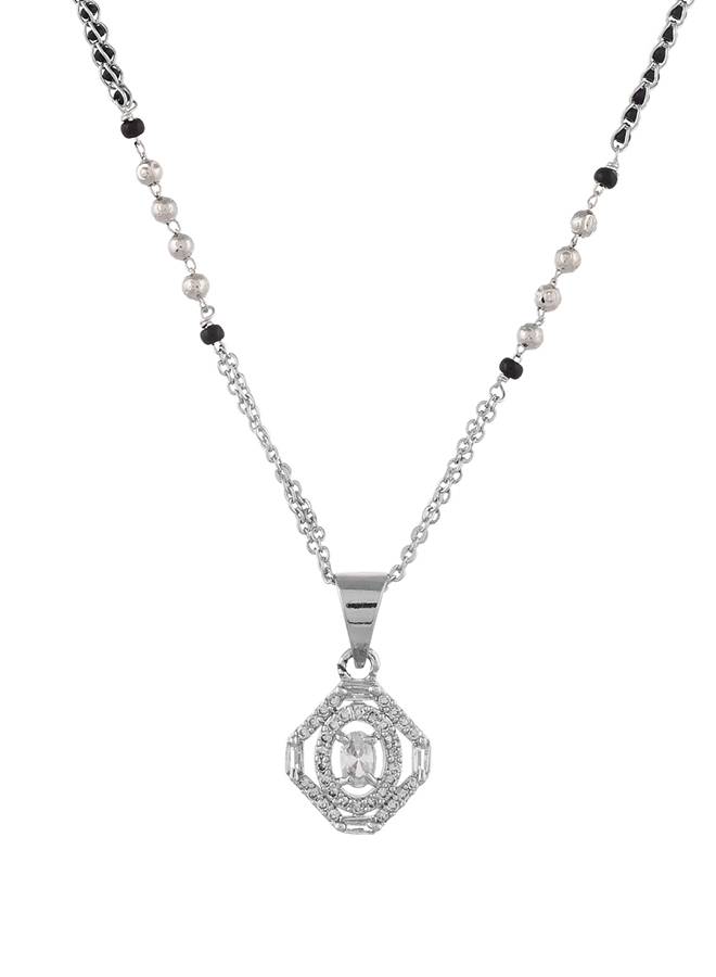 Sparkling Elegance Silver Plated Cz Mangalsutra : 8905124522570