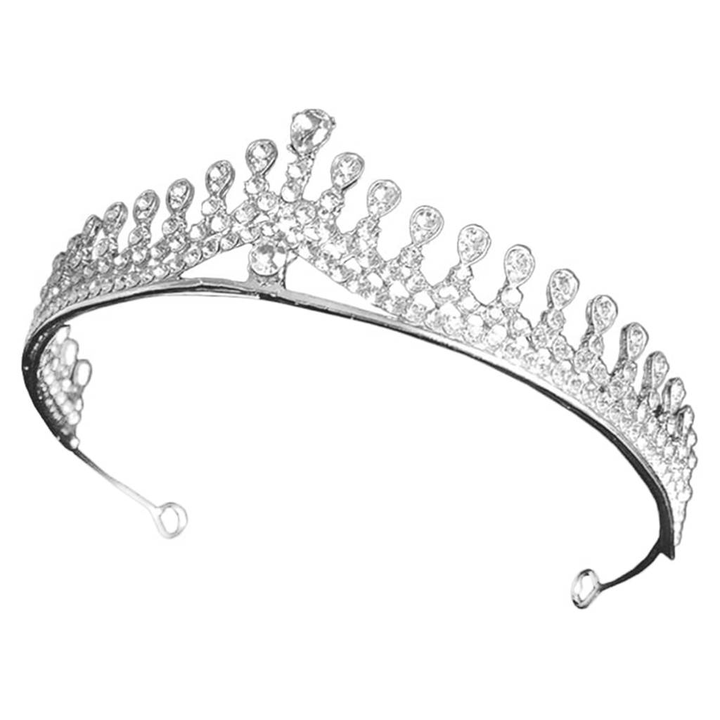 Cubic Zirconia Studded Princess Tiara Crown For Girls Women Birthday Gift Hair Accessories-Px9Cw06 : PX9CW06S