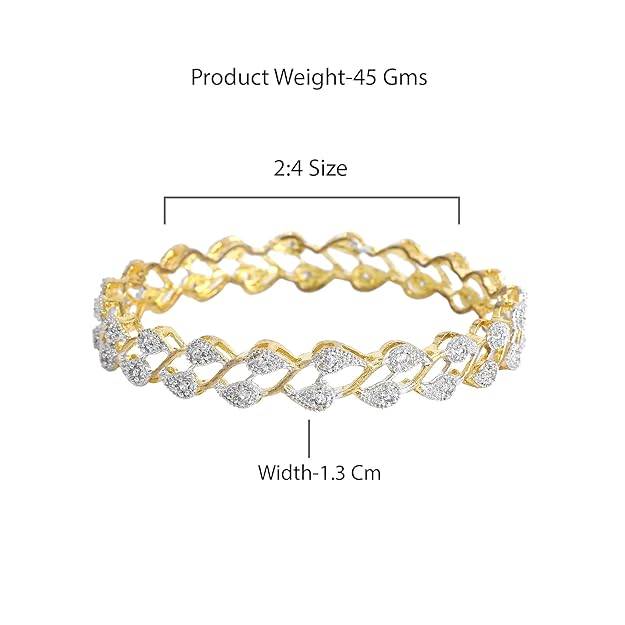 Dual Tone Elegant Bangles With Stone Detailing For Party & Festive Wear : OSAK005-2TNWE24BANGLE