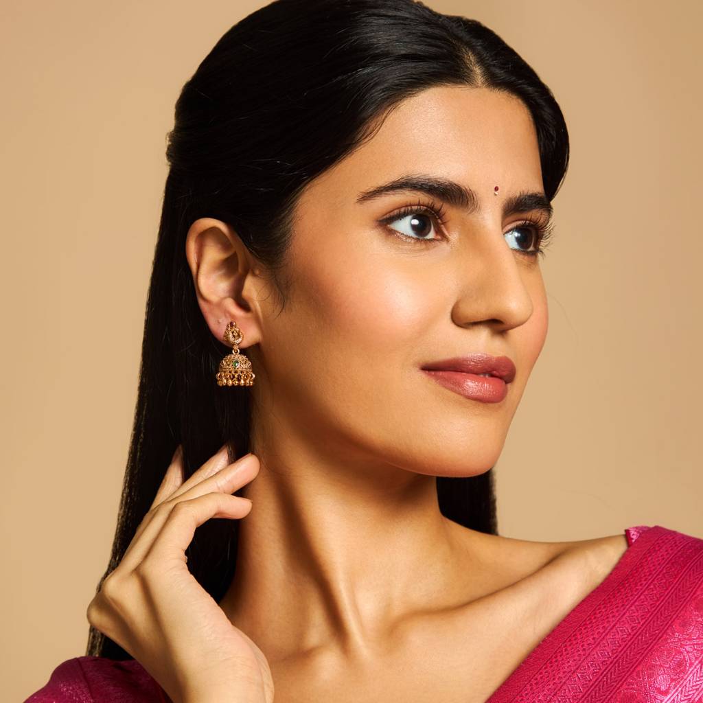 Kushal'S Fashion Jewellery Gold-Plated Ethnic Antique Jhumkas-169534 : 416573