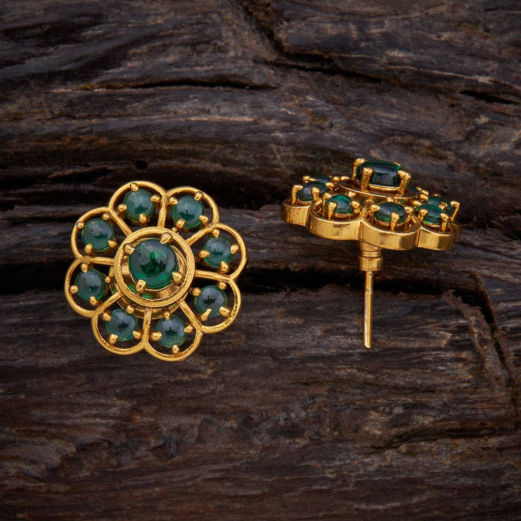 Green Gold-Plated Ethnic Antique Studs-409378 : 409378