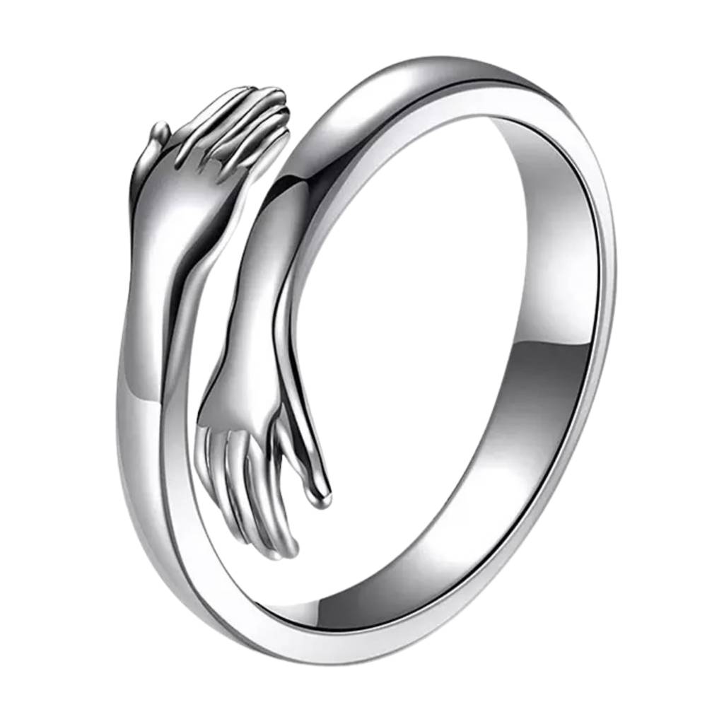 Silver Hug Promise Ring - Adjustable - Anti Tarnish : RS10274