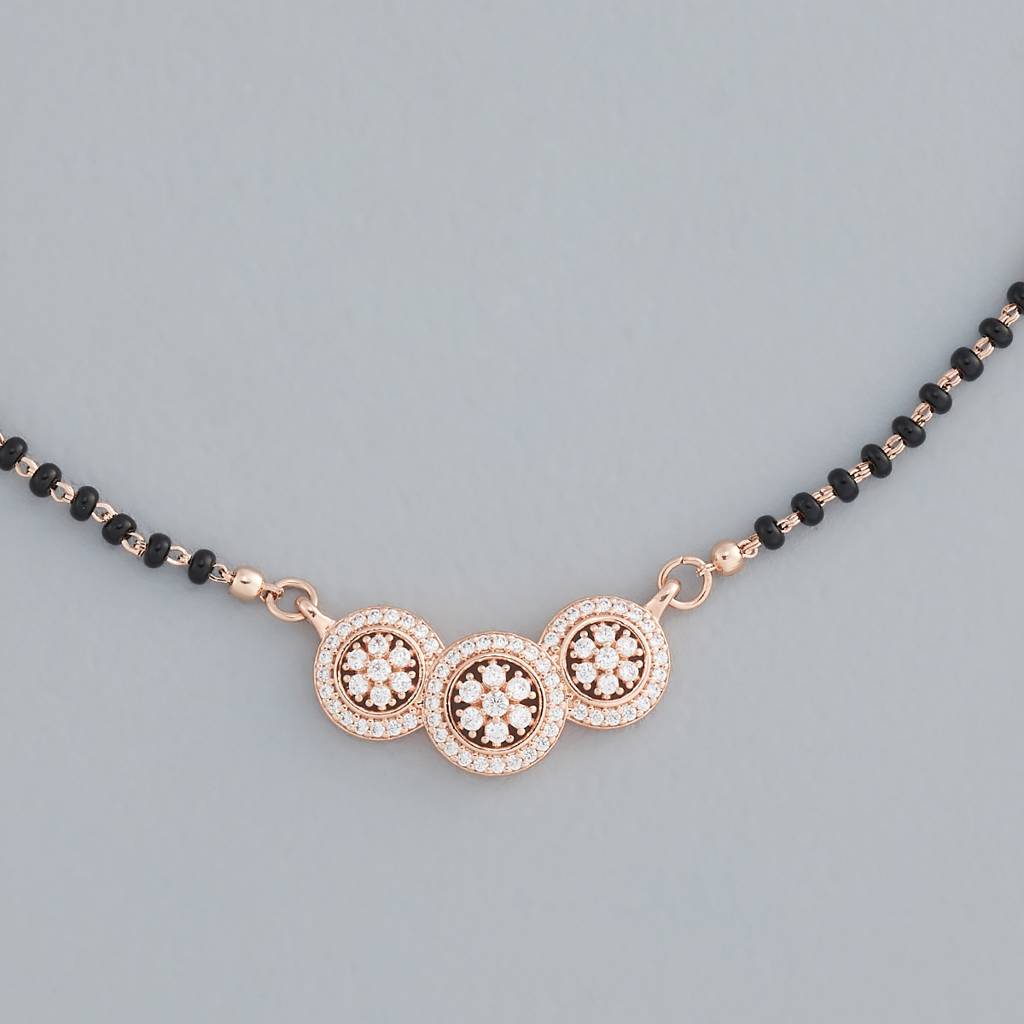 Kushal'S Fashion Jewellery White Rose Gold-Plated Party Zircon Mangalsutra-176889 : 424137