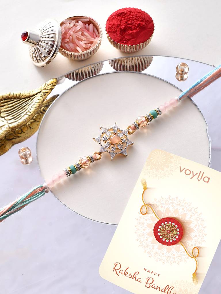 Men'S Traditional Design Beaded Thread Rakhi For Brother. : 8905124524246