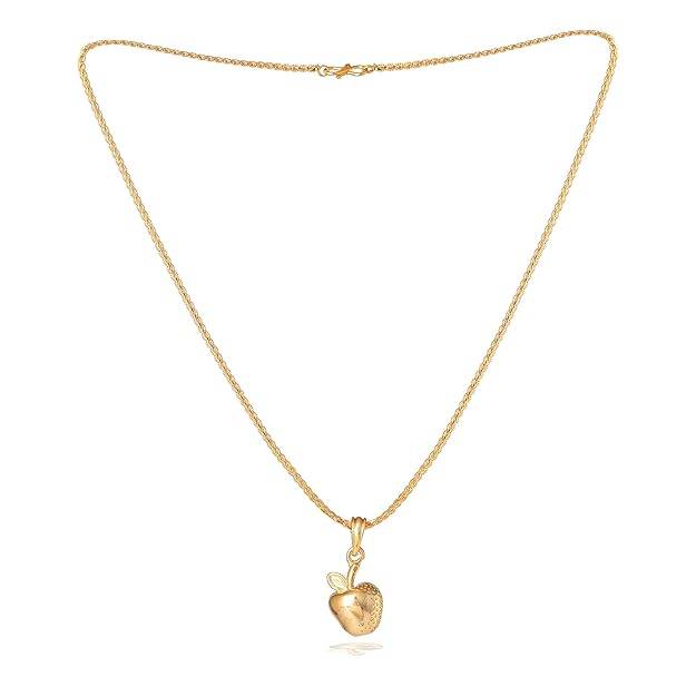 Fashion Jewelry Pendant For Women: Gold Plated Charismatic Lightweight Apple Design Pendant With Chain- I : OSAK014-IGPENDANT
