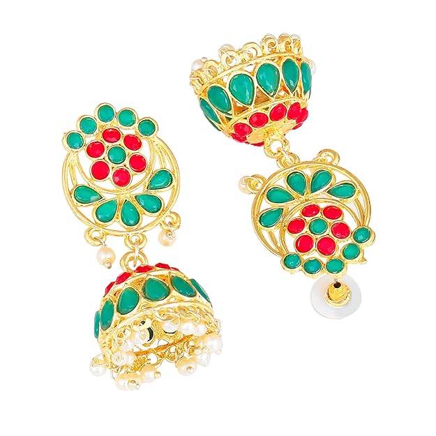 Estele Gold Plated Traditional Gehena Choker Necklace Set & Maang Tikka For Women : PJ-050-IGRBGNNKERTK