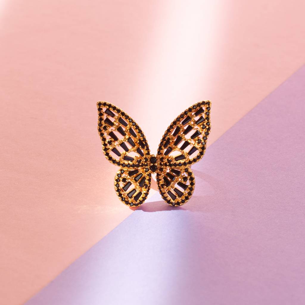 Serene Butterfly Bliss Ring : RS12838-G-BLK