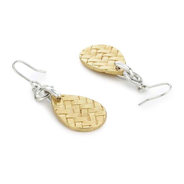 Estele Gold & Rhodium Plated Tear Drop Shaped Drop Earrings For Women : 449708ER