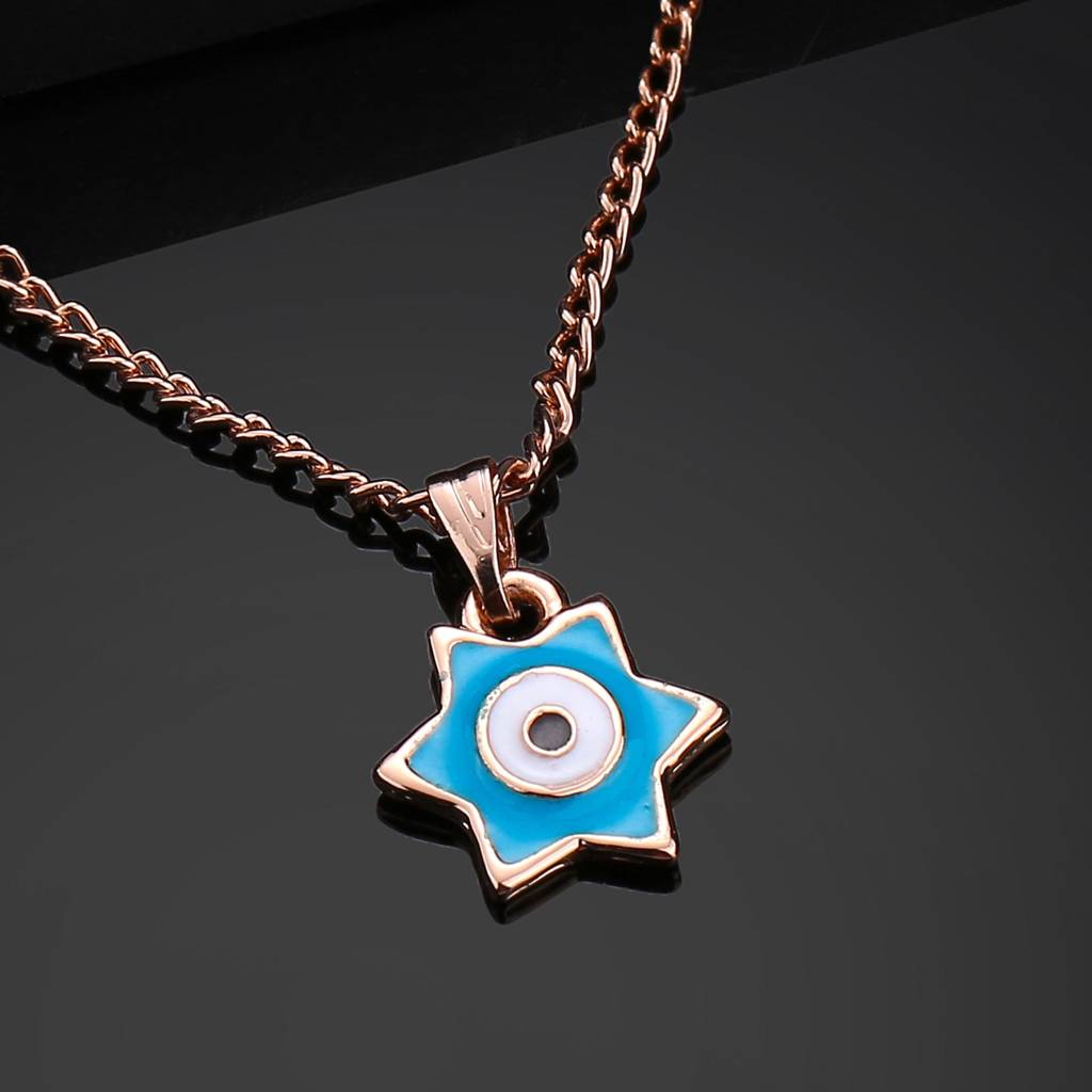 Estele Rosegold Plated Elegant Star Designer Evil Eye Charm Pendant With Chain For Women : 1015-RG-TQWEPENDANT