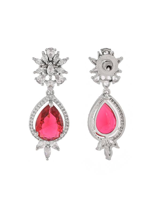 Sparkling Elegance Red Teardrop Cut Dangler Earrings : 8905124507874