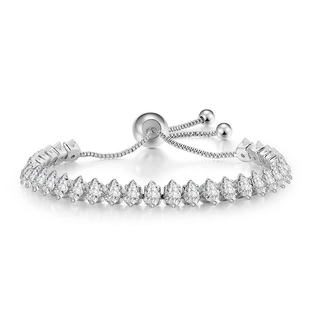 American Diamond Studded Plated Tennis Bracelet Fashion Adjustable Stylish Jewellery Gift For Women & Girls : PX8B59S