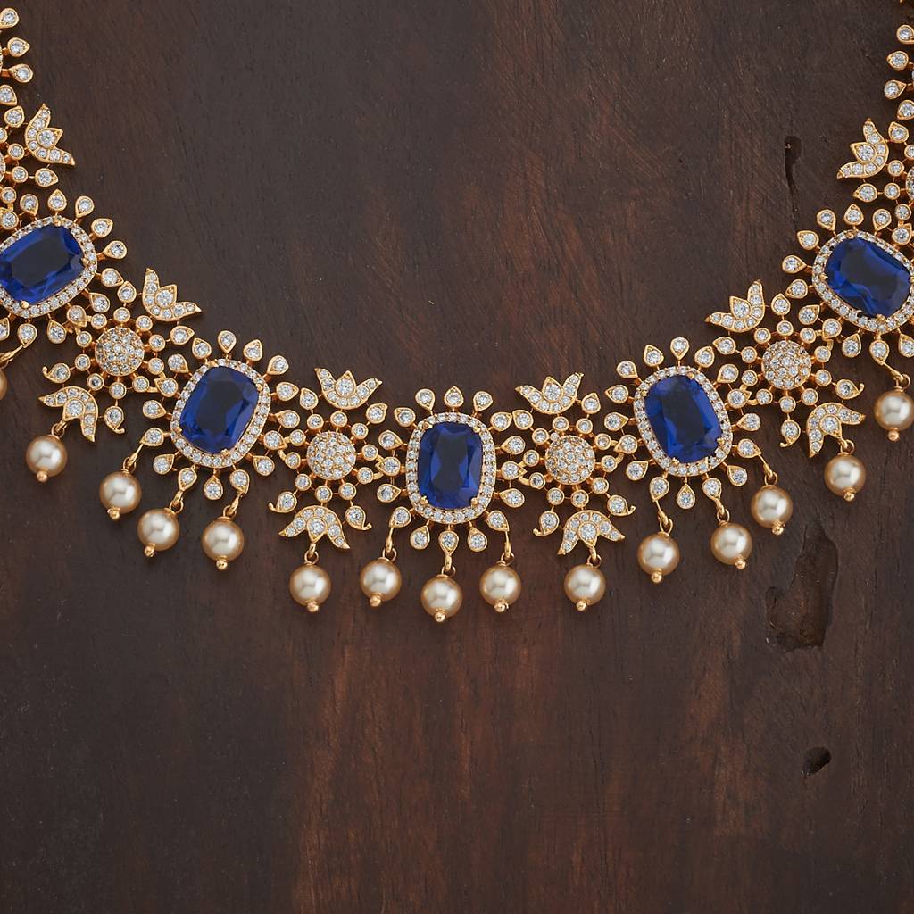 Kushal'S Fashion Jewellery  Gold-Plated Party Zircon Necklace Set-182068 : 434930