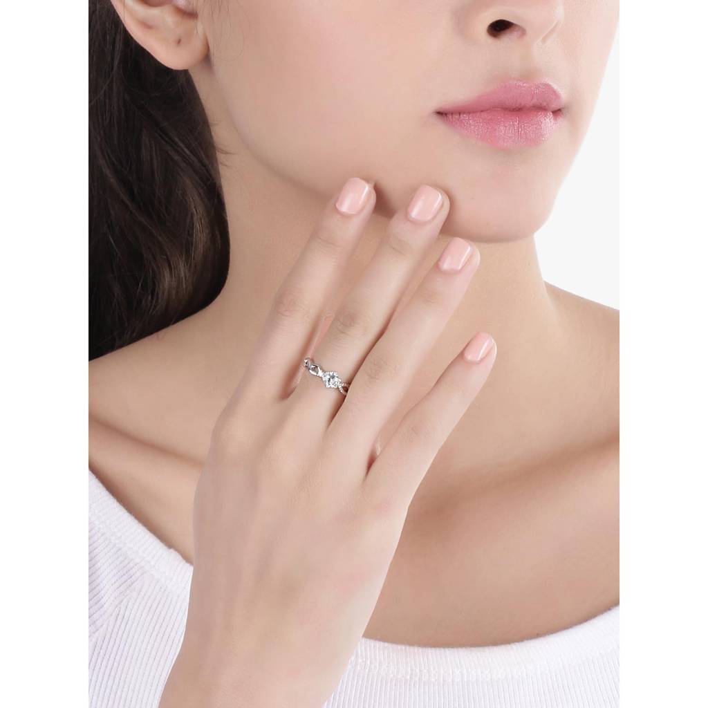 Silver Plated Classic Solitaire Couple Rings For Lovers Promise Engagement Wedding Band Valentine Jewellery Gift Set : PFCCR21