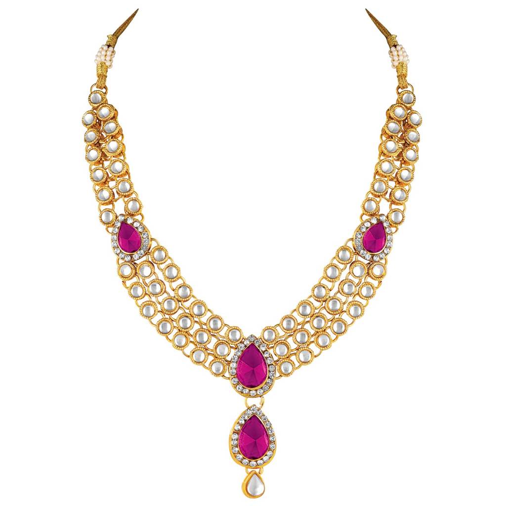 Studded Traditional Kundan Necklace Jewellery Set Gift For Women Girls-Pf37Nij315 : PF37NIJ315RP