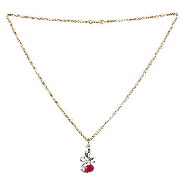 y Combo Of Pendant Set For Women: Gold & Rhodium Plated Green & Ruby American Diamond Trendy & Exqu : OSAKCOM012-2TNGNRBPDERBRFN