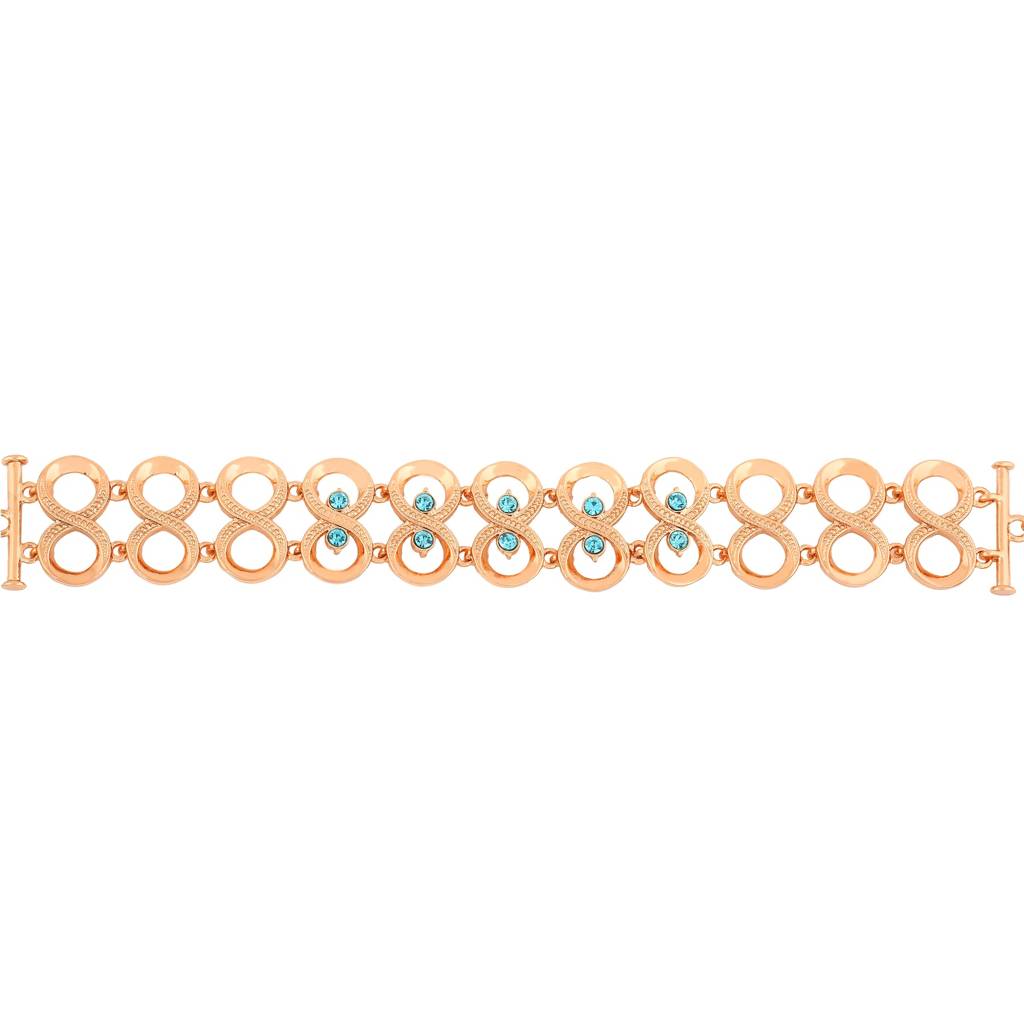 Estele Rosegold Plated Sparkling Bracelet With Blue Austrian Crystals For Girls And Women : 101064-RGBR