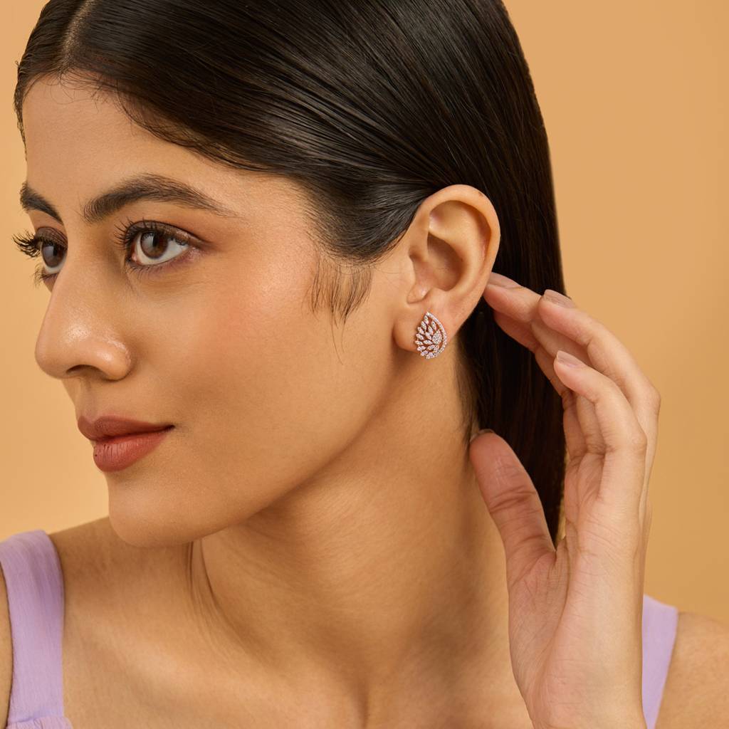 Kushal'S Fashion Jewellery White Rhodium-Plated Party Zircon Studs-430295 : 430295