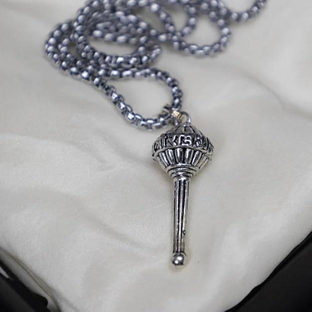 Gehena By Estele Powerful Gada (Mace) Pendant Necklace For Men & Women: Oxidized Silver Plated Spiritual : OSAK047-IROXPENDANT