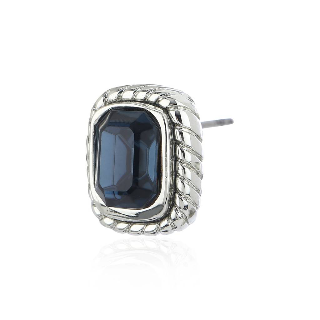 Estele Rhodium Plated Blue Stone Stud Earrings For Women : 343716ER