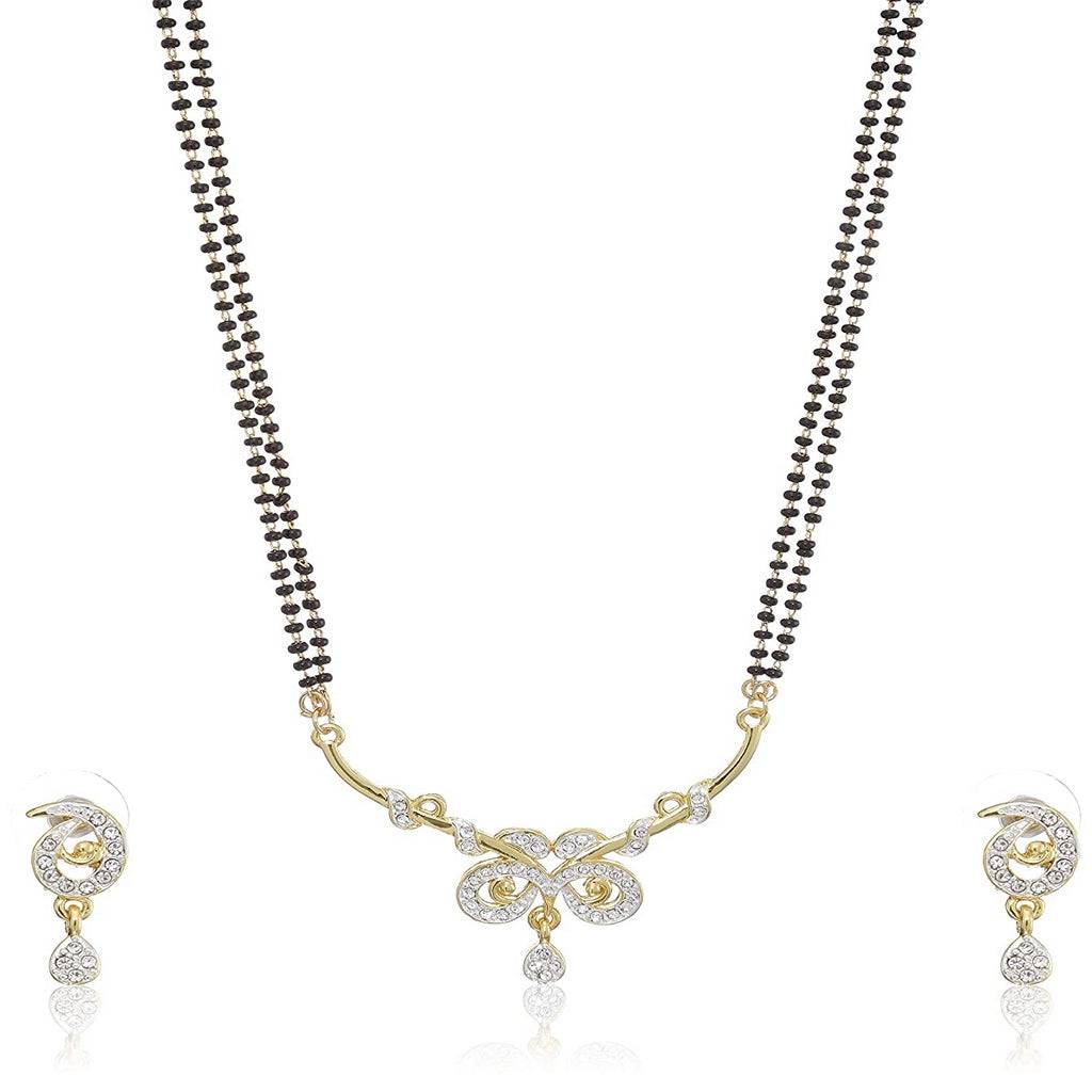 Estele Gold & Rhodium Plated Butterfly Designer Mangalsutra Necklaces Set For Women : EMS14080065NKER