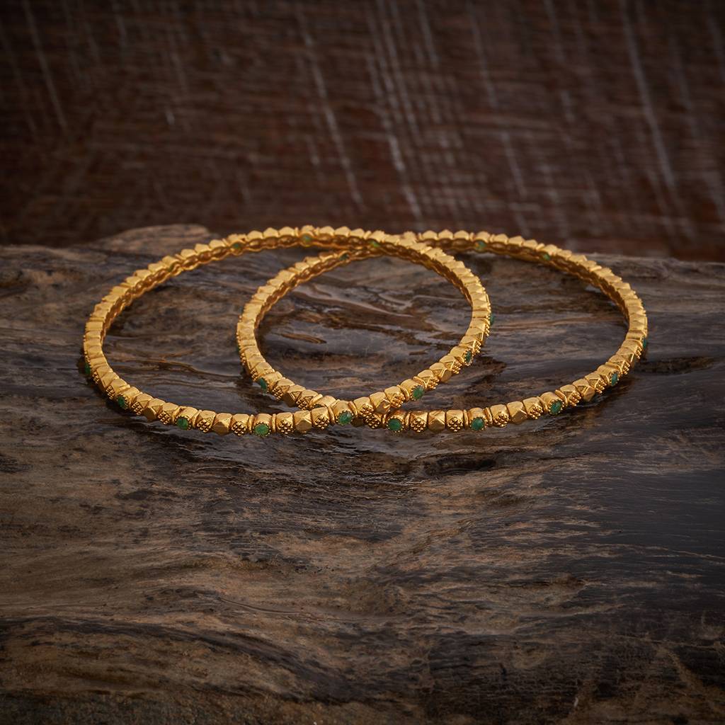 Kushal'S Fashion Jewellery Ruby Gold-Plated Ethnic Antique Bangle-182606 : 436007