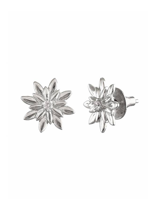 Valentine'S Day Sterling Silver Flowery Snowflakes Stud : 8905124516852