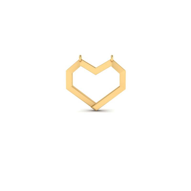 Geometric Heart Necklace 14K Gold Plated : TGDP-293-Y