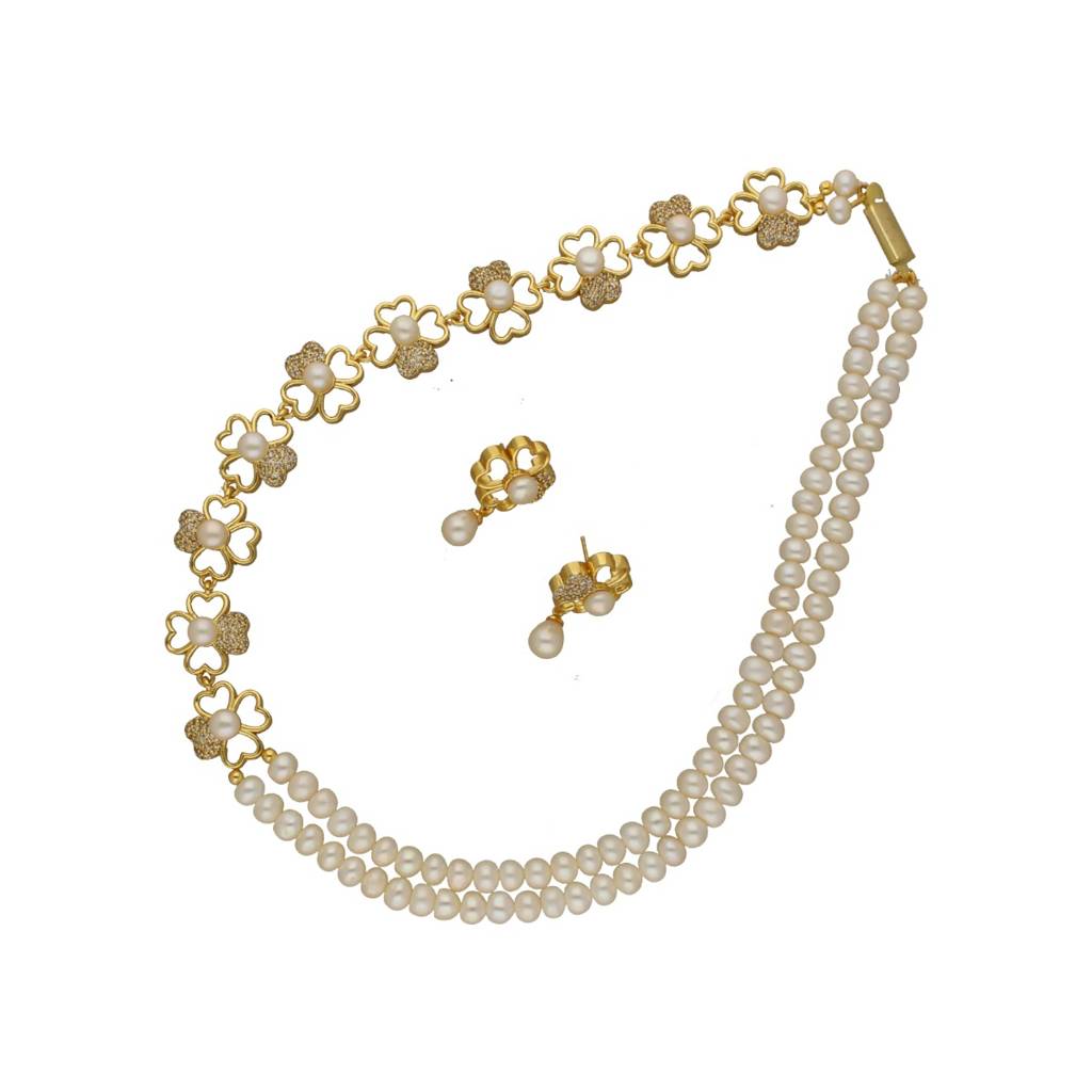 Leena 2 Lines Pearl Necklace : JPSEP-23-093