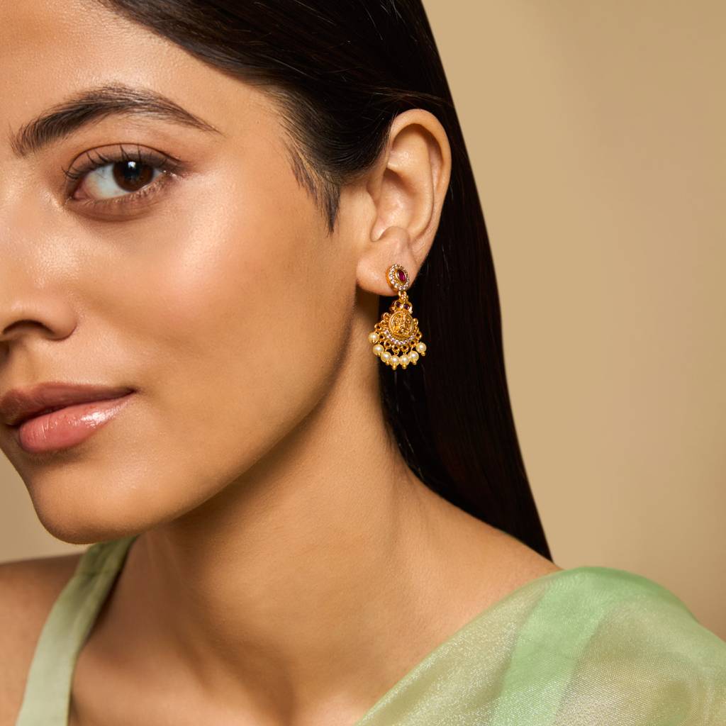 Kushal'S Fashion Jewellery Ruby Gold-Plated Ethnic Antique Earring Drop Earrings-174425 : 418319