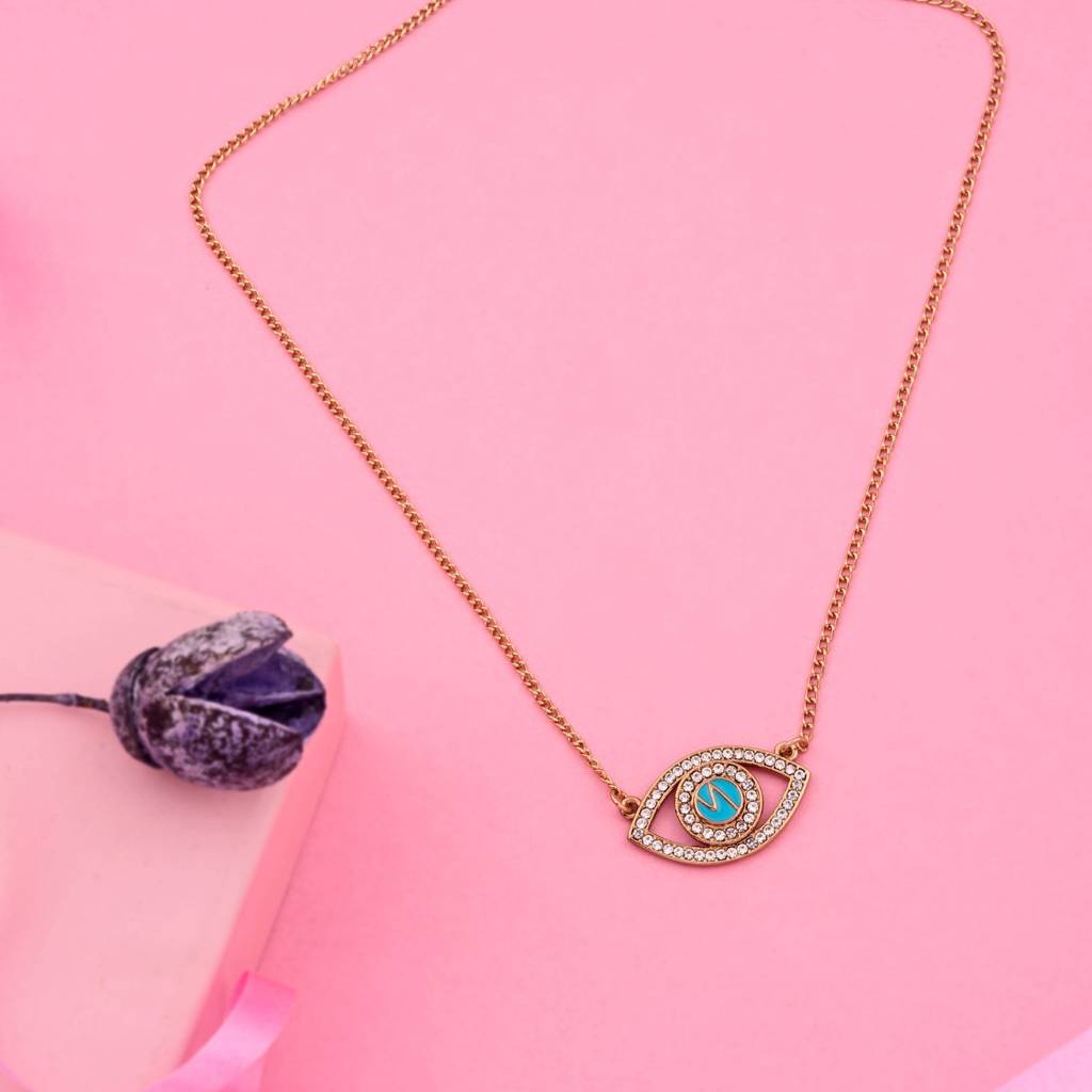Estele Gold Plated Bedazzled Lucky Evil Eye Charm Pendant For Women. : 884-IGPENDANT