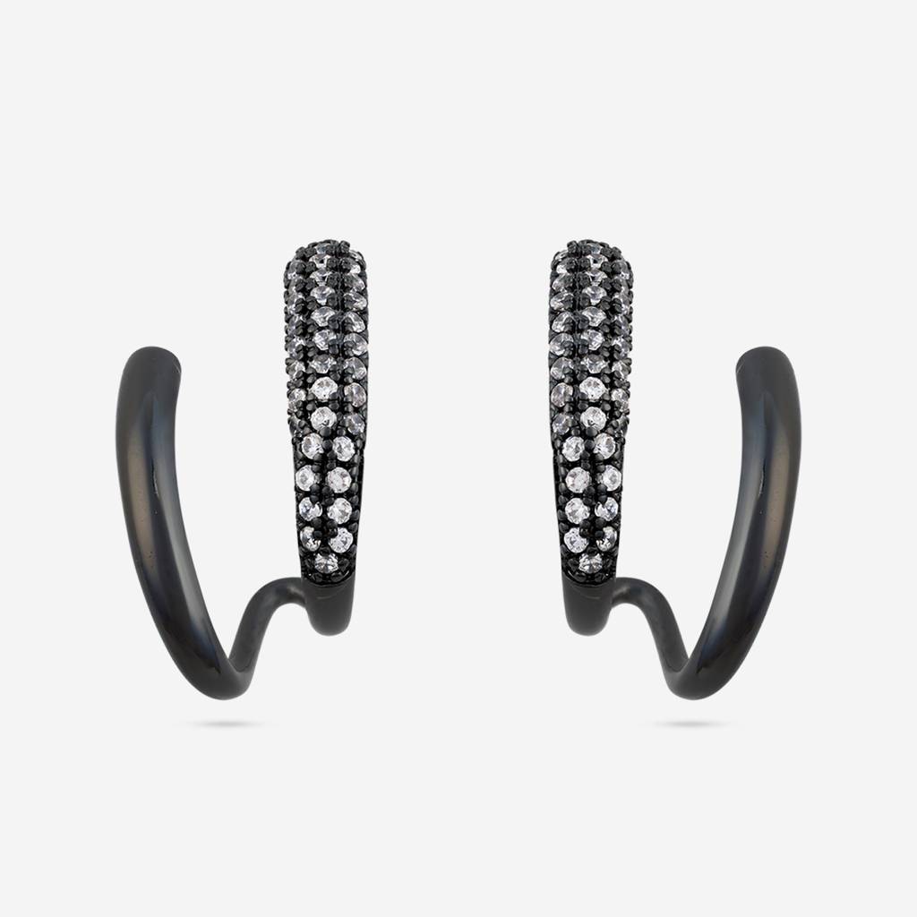 Kushal'S Fashion Jewellery White Black-Polish Plated Party Trendy Zircon Studs-187432 : 446542