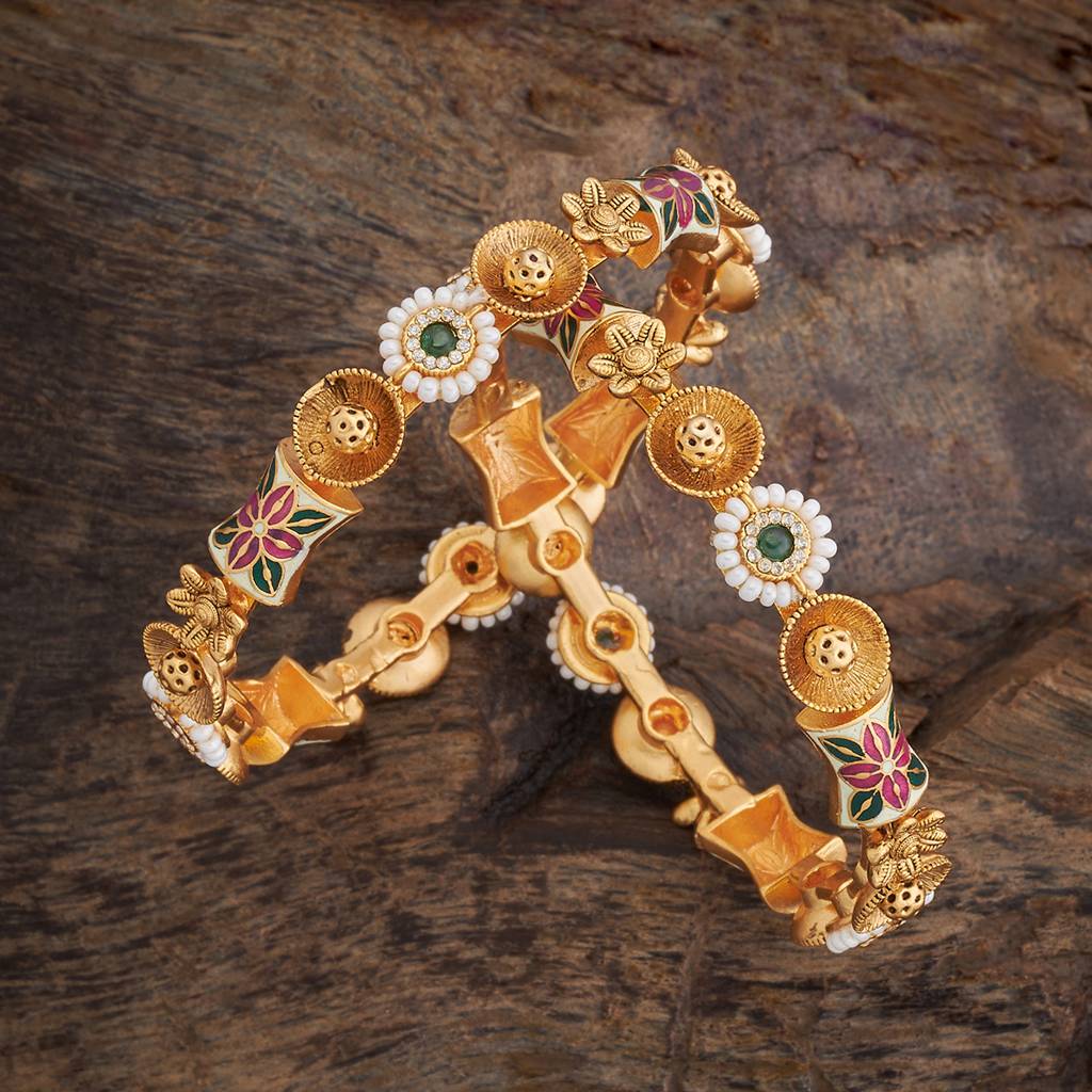 Kushal'S Fashion Jewellery Gold-Plated Antique Bangles : 412865