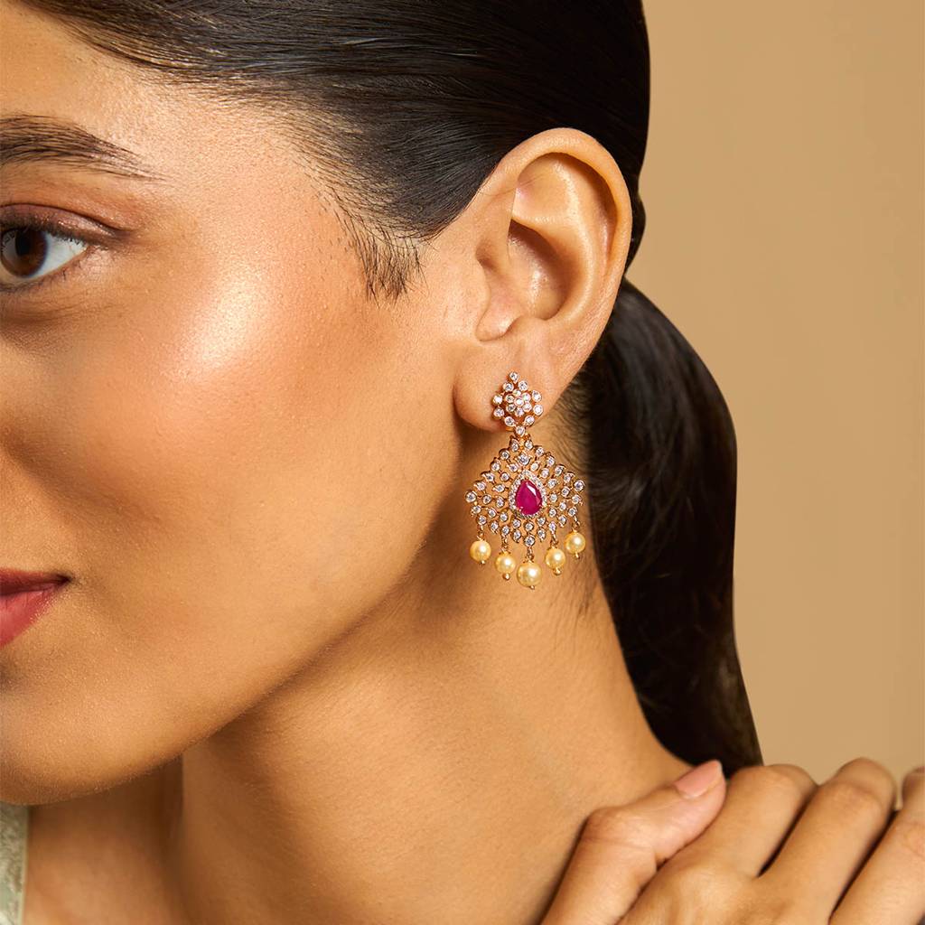 Kushal'S Fashion Jewellery  Gold-Plated Party Zircon Earring-173177 : 415842