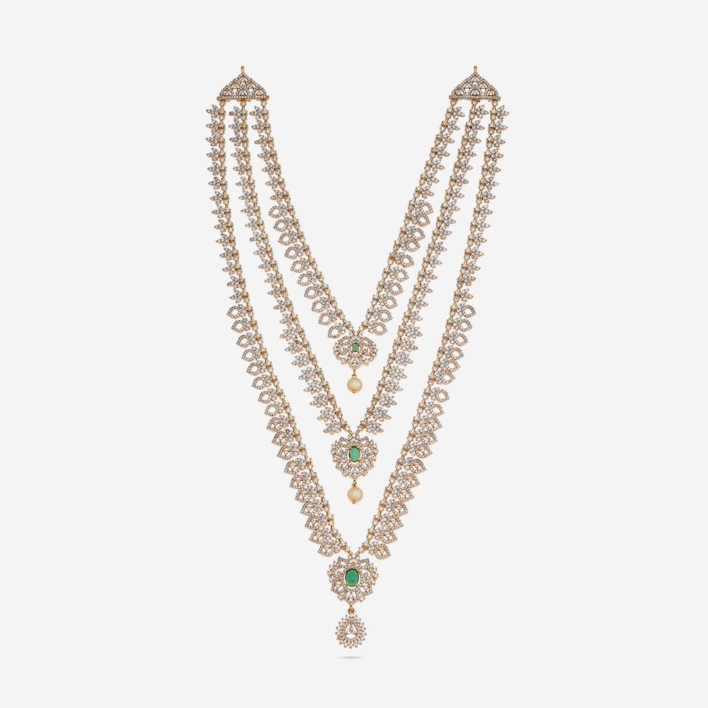 Green Gold-Plated Party Zircon Necklace-442603 : 442603