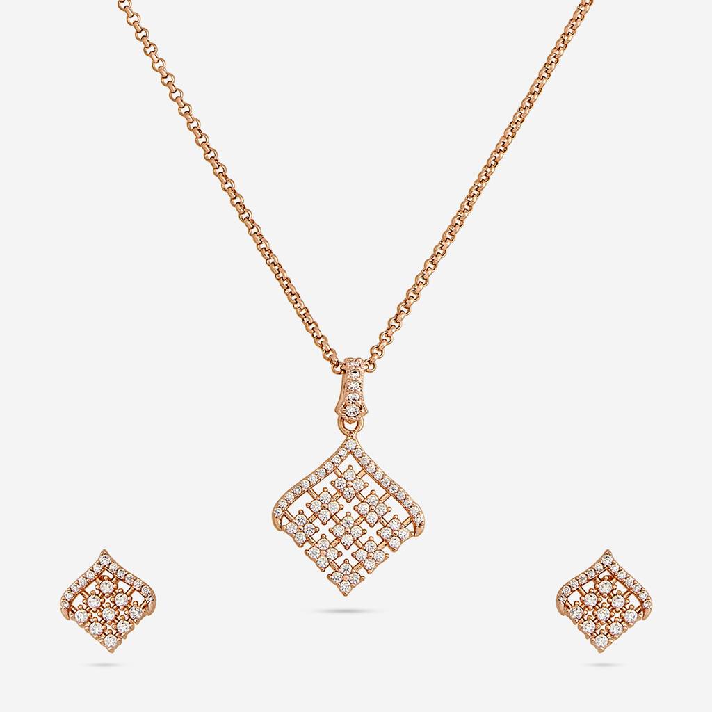 Kushal'S Fashion Jewellery  -Plated Party Trendy Zircon Necklace And Earring Set  -186574 : 444882