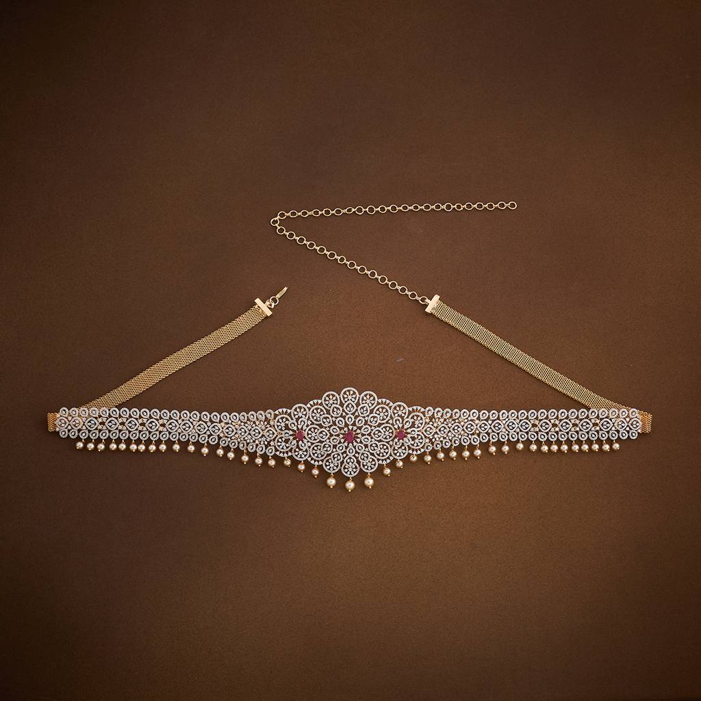 Kushal'S Fashion Jewellery Ruby Rhodium Gold-Plated Party Zircon Kamarband-178035 : 426546