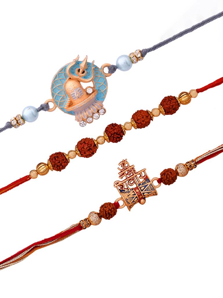Set Of 3 Deity Inspired Lord Shiva Rakhi : 8905124461978