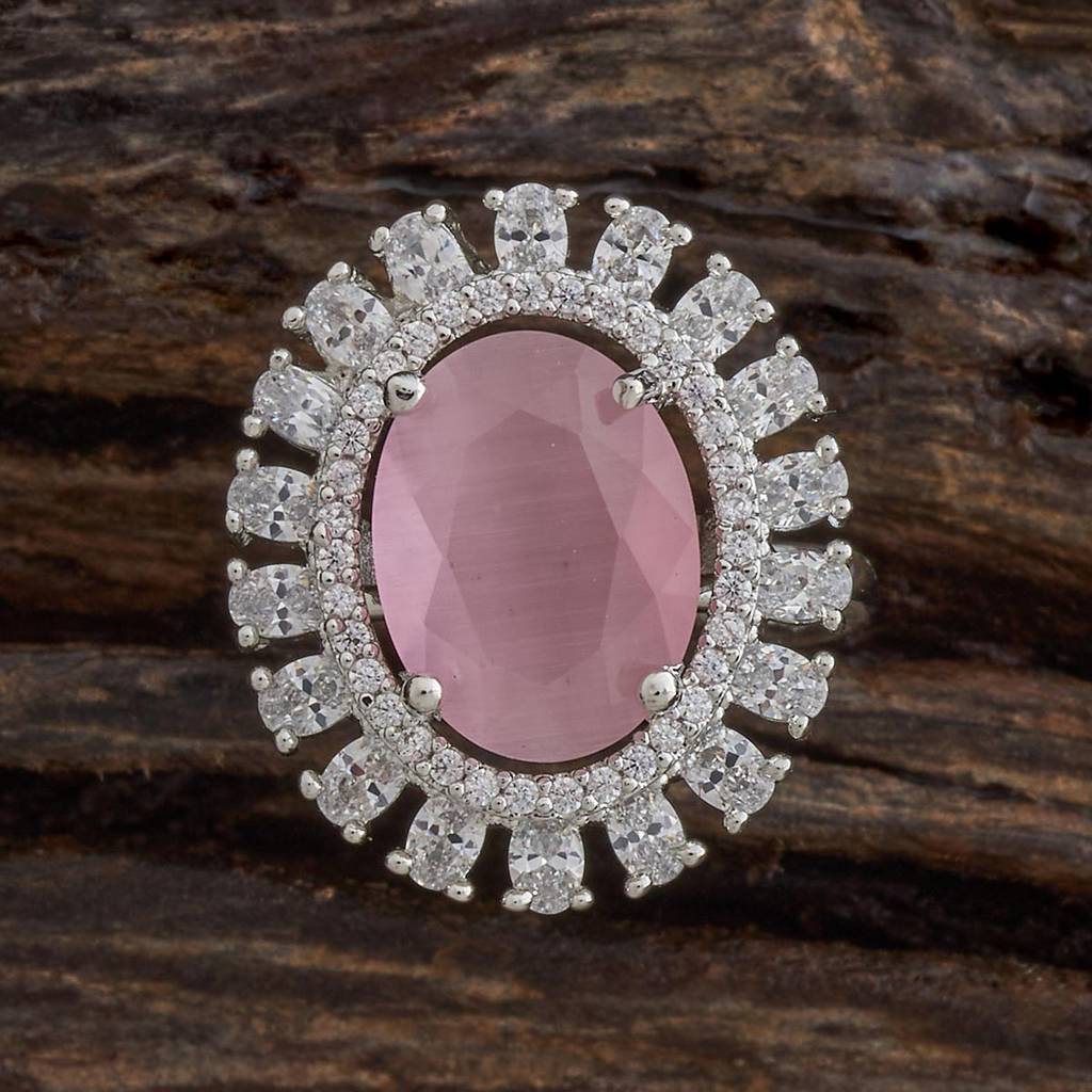 Kushal'S Fashion Jewellery Rhodium-Plated Ruby & Zircon Studded Party Finger Ring-180305 : 431006